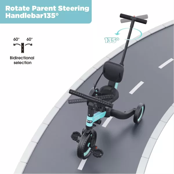 newyoo Toddler Bike, 4 in 1 Tricycles for 1,2,3 Year Olds, Balance Bike, Birthday Gift &amp; Toy for Boys and Girls, Kids Tricycle with Parent Steering Push Handle, Removable Pedals, White, TR007