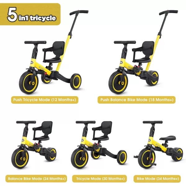 newyoo Toddler Bike, 4 in 1 Tricycles for 1,2,3 Year Olds, Balance Bike, Birthday Gift &amp; Toy for Boys and Girls, Kids Tricycle with Parent Steering Push Handle, Removable Pedals, White, TR007
