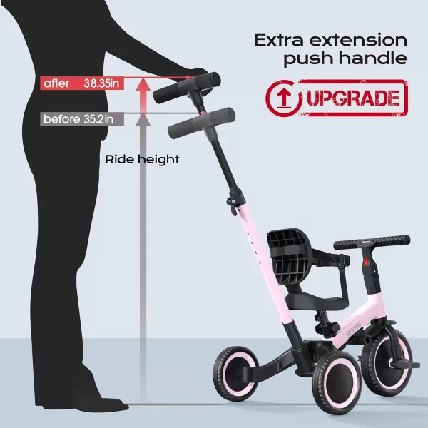 newyoo Toddler Bike, 4 in 1 Tricycles for 1,2,3 Year Olds, Balance Bike, Birthday Gift &amp; Toy for Boys and Girls, Kids Tricycle with Parent Steering Push Handle, Removable Pedals, White, TR007
