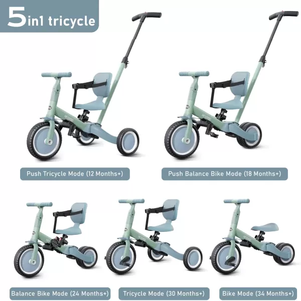newyoo Toddler Bike, 4 in 1 Tricycles for 1,2,3 Year Olds, Balance Bike, Birthday Gift &amp; Toy for Boys and Girls, Kids Tricycle with Parent Steering Push Handle, Removable Pedals, White, TR007