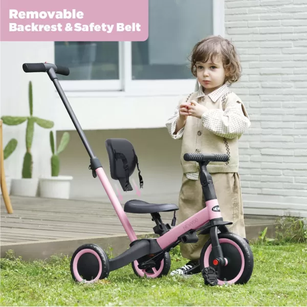 newyoo Toddler Bike, 4 in 1 Tricycles for 1,2,3 Year Olds, Balance Bike, Birthday Gift &amp; Toy for Boys and Girls, Kids Tricycle with Parent Steering Push Handle, Removable Pedals, White, TR007