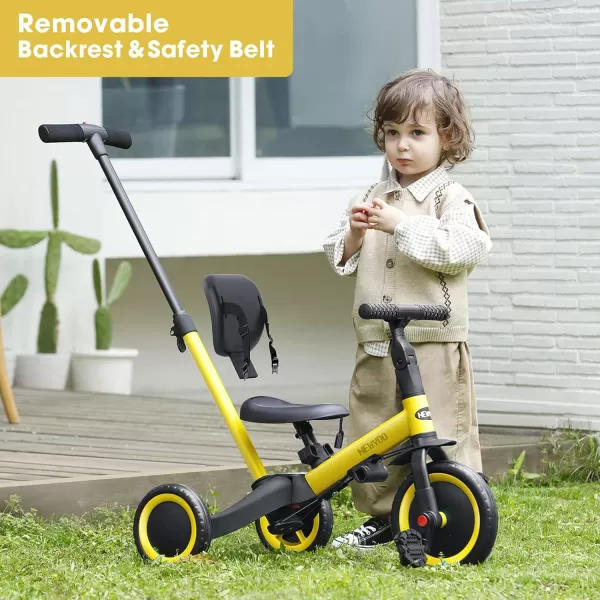 newyoo Toddler Bike, 4 in 1 Tricycles for 1,2,3 Year Olds, Balance Bike, Birthday Gift &amp; Toy for Boys and Girls, Kids Tricycle with Parent Steering Push Handle, Removable Pedals, White, TR007