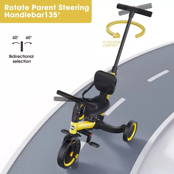 newyoo Toddler Bike, 4 in 1 Tricycles for 1,2,3 Year Olds, Balance Bike, Birthday Gift &amp; Toy for Boys and Girls, Kids Tricycle with Parent Steering Push Handle, Removable Pedals, White, TR007