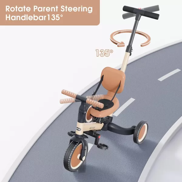newyoo Toddler Bike, 4 in 1 Tricycles for 1,2,3 Year Olds, Balance Bike, Birthday Gift &amp; Toy for Boys and Girls, Kids Tricycle with Parent Steering Push Handle, Removable Pedals, White, TR007