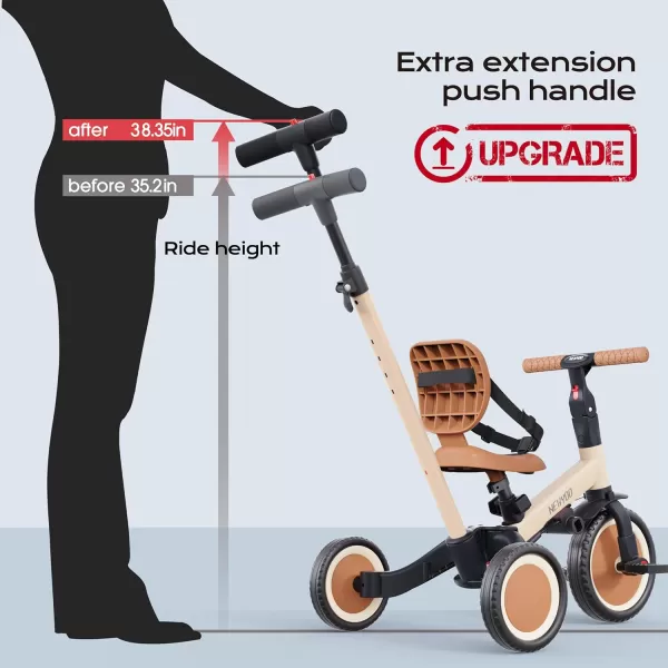 newyoo Toddler Bike, 4 in 1 Tricycles for 1,2,3 Year Olds, Balance Bike, Birthday Gift &amp; Toy for Boys and Girls, Kids Tricycle with Parent Steering Push Handle, Removable Pedals, White, TR007