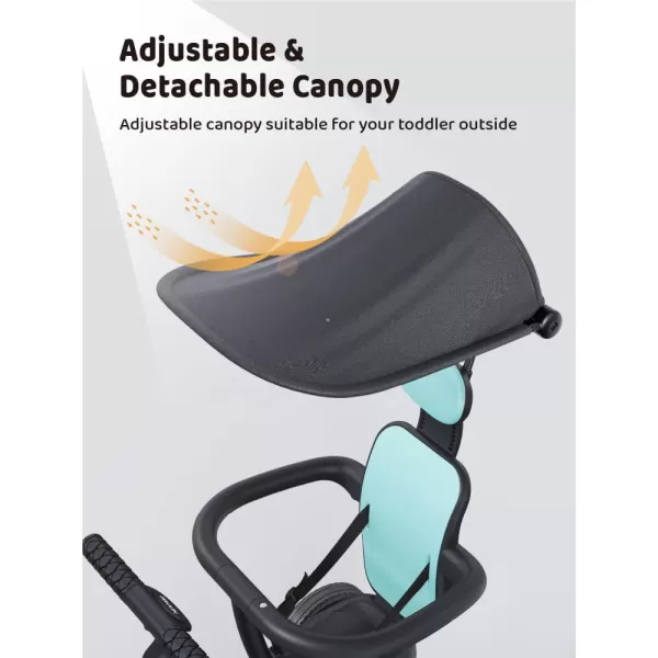 newyoo Tricycle for Toddlers 1-3, Toddler Bike, Birthday Gift &amp; Toys for Girl &amp; Boy, Push Trike with Handle &amp; Canopy, 6 in 1 Baby Trike, Balance Bike, TR009, Blue