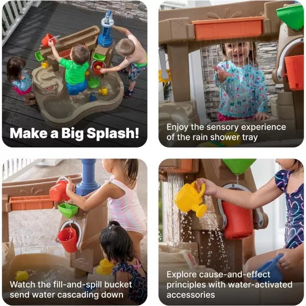Step 2 Pump &amp; Splash Discovery Pond Water Table, Outdoor Kids Water Sensory Table Pool, Ages 2+ Years Old, 10 Piece Water Toy Accessories, Brown