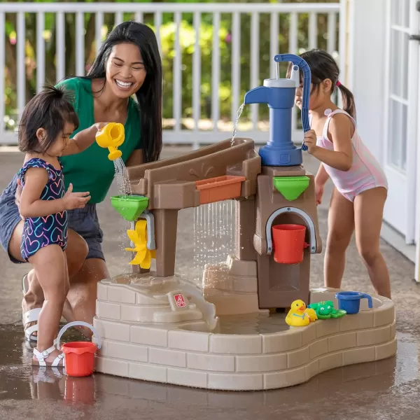 Step 2 Pump &amp; Splash Discovery Pond Water Table, Outdoor Kids Water Sensory Table Pool, Ages 2+ Years Old, 10 Piece Water Toy Accessories, Brown
