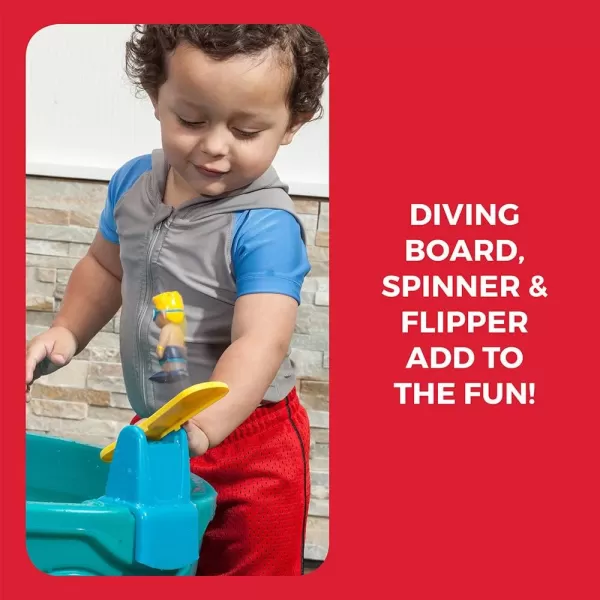 Step 2 Spill &amp; Splash Seaway Water Table for Kids, Two-Tier Outdoor Kids Water Sensory Table with Umbrella, Ages 1.5+ Years Old, 11 Piece Water Toy Accessories