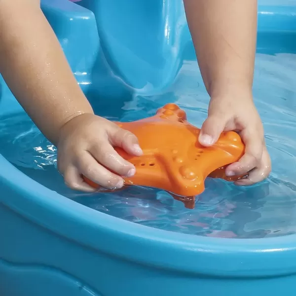 Step 2 Spill &amp; Splash Seaway Water Table for Kids, Two-Tier Outdoor Kids Water Sensory Table with Umbrella, Ages 1.5+ Years Old, 11 Piece Water Toy Accessories