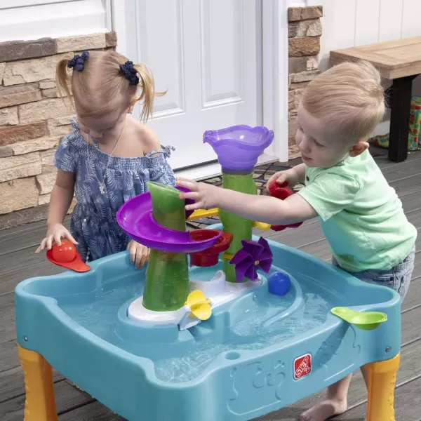 Step2 Lazy Maze River Run Water Table, Includes 6 balls, 2 flippers and 2 pouring cups, Blue and Orange