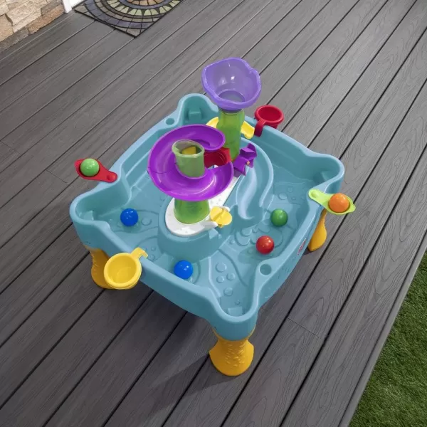 Step2 Lazy Maze River Run Water Table, Includes 6 balls, 2 flippers and 2 pouring cups, Blue and Orange