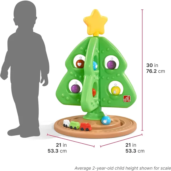 Step2 My First Christmas Tree for Kids, Interactive Christmas Tree Toy, Toddlers Ages 1.5+ Years Old, 12 Colorful Plastic Ornaments to Decorate, Mini Train Set Circles the Skirt