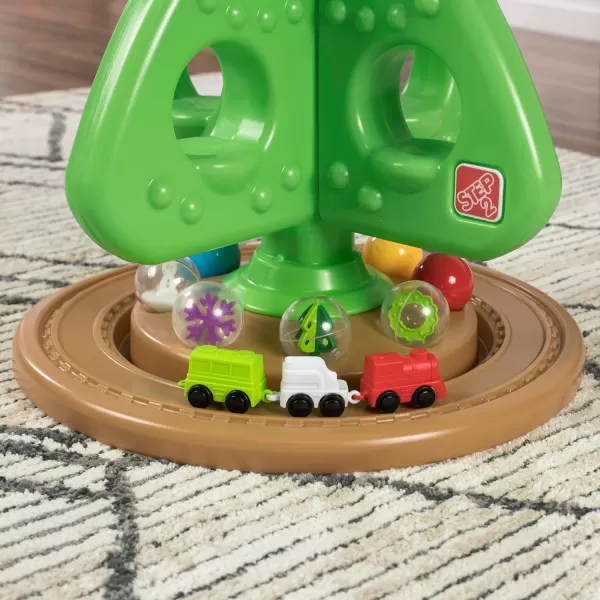 Step2 My First Christmas Tree for Kids, Interactive Christmas Tree Toy, Toddlers Ages 1.5+ Years Old, 12 Colorful Plastic Ornaments to Decorate, Mini Train Set Circles the Skirt