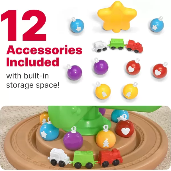 Step2 My First Christmas Tree for Kids, Interactive Christmas Tree Toy, Toddlers Ages 1.5+ Years Old, 12 Colorful Plastic Ornaments to Decorate, Mini Train Set Circles the Skirt