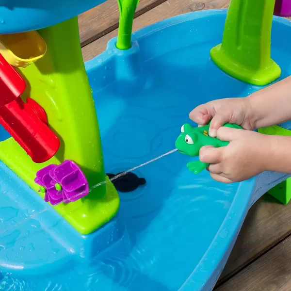 Step2 Rain Showers Splash Pond Toddler Water Table, Outdoor Kids Water Sensory Table, Ages 1.5+ Years Old, 13 Piece Water Toy Accessories, Blue &amp; Green