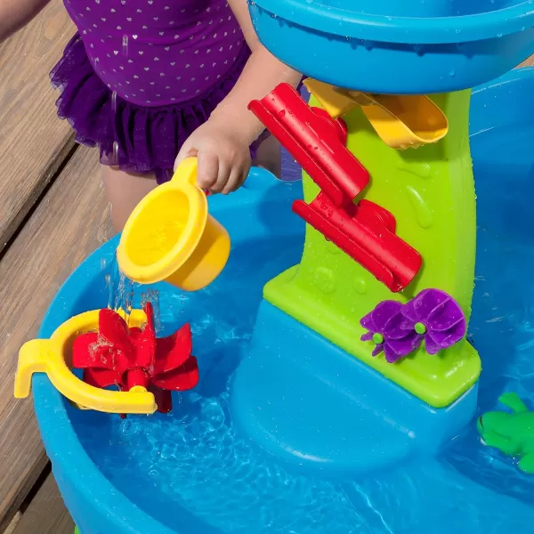Step2 Rain Showers Splash Pond Toddler Water Table, Outdoor Kids Water Sensory Table, Ages 1.5+ Years Old, 13 Piece Water Toy Accessories, Blue &amp; Green