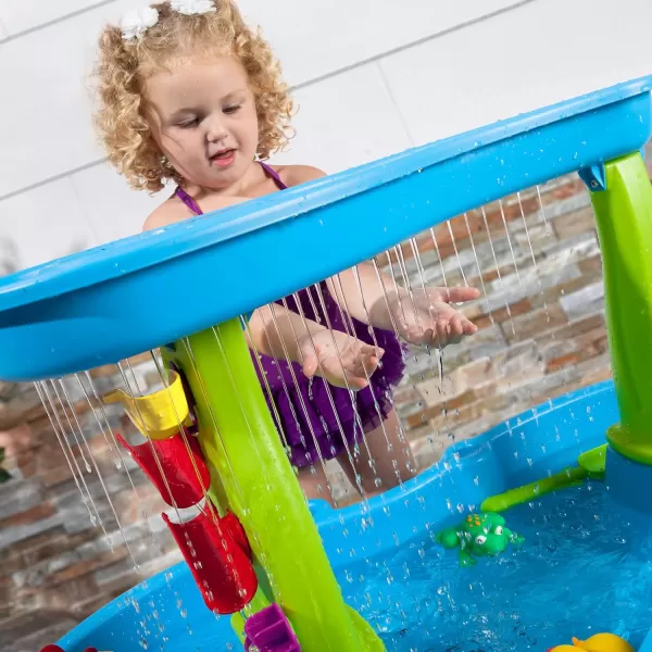 Step2 Rain Showers Splash Pond Toddler Water Table, Outdoor Kids Water Sensory Table, Ages 1.5+ Years Old, 13 Piece Water Toy Accessories, Blue &amp; Green