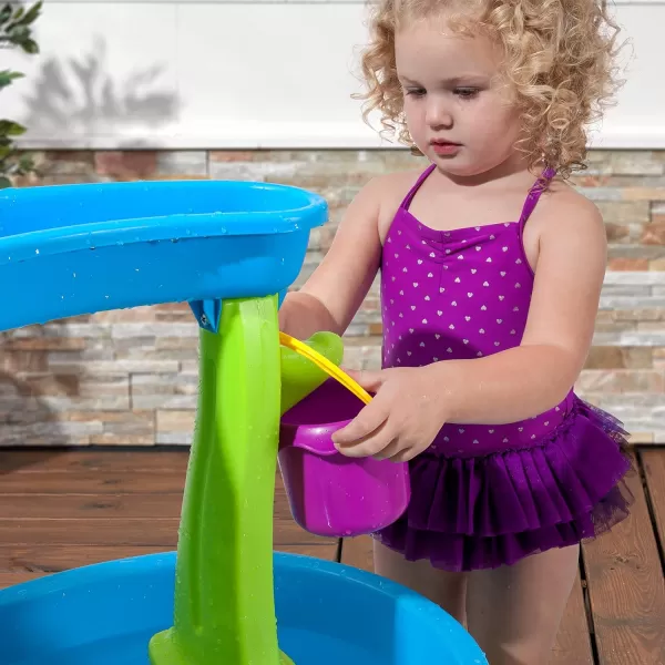 Step2 Rain Showers Splash Pond Toddler Water Table, Outdoor Kids Water Sensory Table, Ages 1.5+ Years Old, 13 Piece Water Toy Accessories, Blue &amp; Green