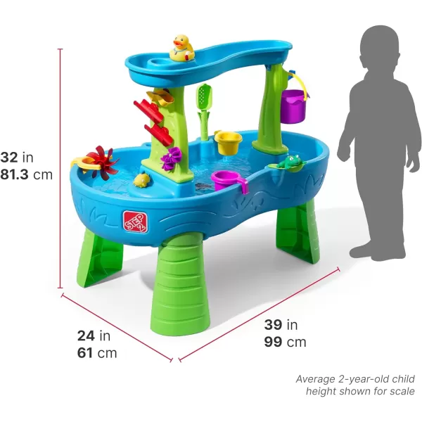 Step2 Rain Showers Splash Pond Toddler Water Table, Outdoor Kids Water Sensory Table, Ages 1.5+ Years Old, 13 Piece Water Toy Accessories, Blue &amp; Green