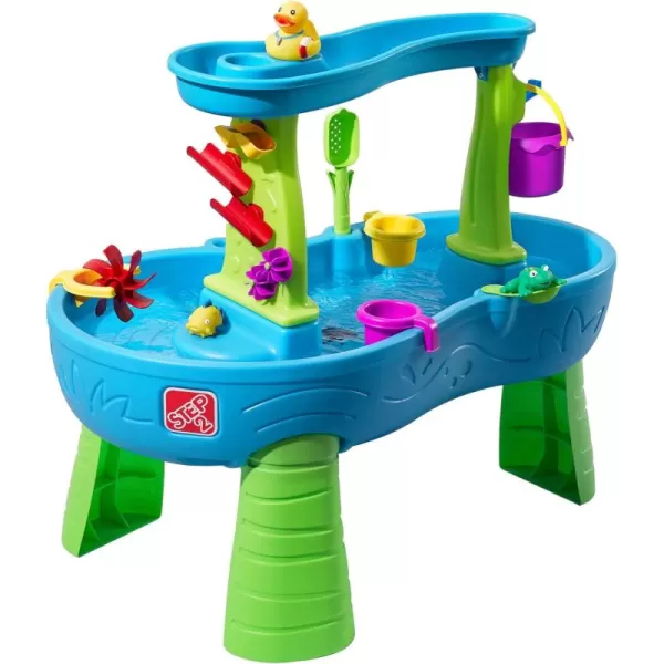 Step2 Rain Showers Splash Pond Toddler Water Table, Outdoor Kids Water Sensory Table, Ages 1.5+ Years Old, 13 Piece Water Toy Accessories, Blue &amp; Green