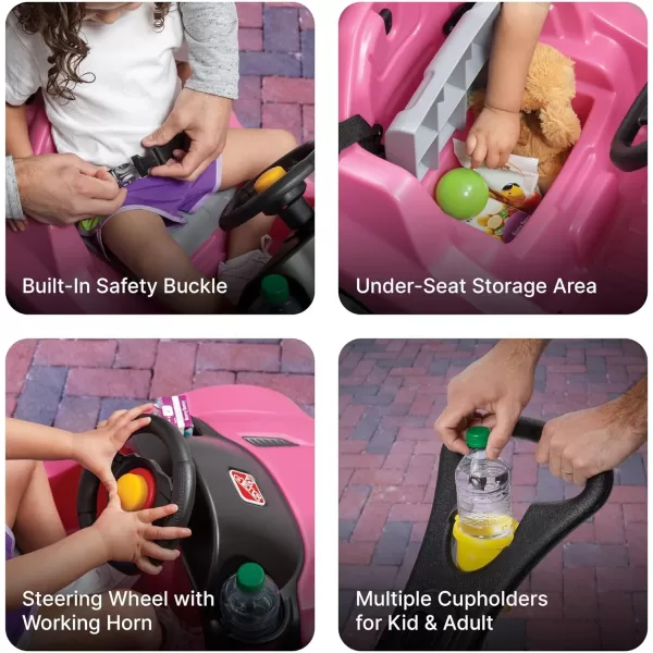Step2 Whisper Ride Cruiser Kids Push Car, Ride On Car, Seat Belt and Horn, Toddlers 18 - 48 months, Easy Storage, Red, 90.8x50.2x120.7 centimeters