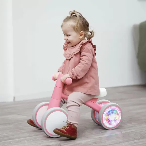 SEREED Colorful Lighting Baby Balance Bike, Toys for 1 Year Old Boys Girls, 12-24 Month Toddler Balance Bike with 4 Silence Wheels, First Birthday Gift 