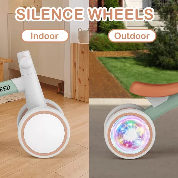 SEREED Colorful Lighting Baby Balance Bike, Toys for 1 Year Old Boys Girls, 12-24 Month Toddler Balance Bike with 4 Silence Wheels, First Birthday Gift 
