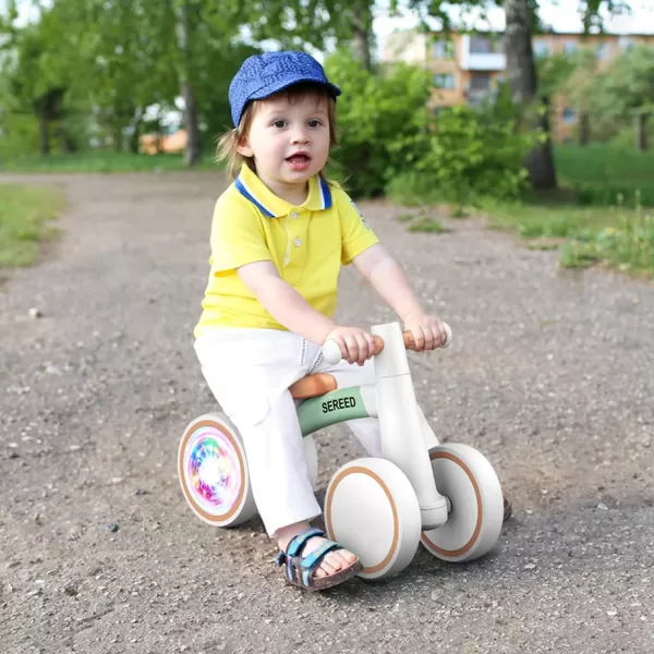 SEREED Colorful Lighting Baby Balance Bike, Toys for 1 Year Old Boys Girls, 12-24 Month Toddler Balance Bike with 4 Silence Wheels, First Birthday Gift 
