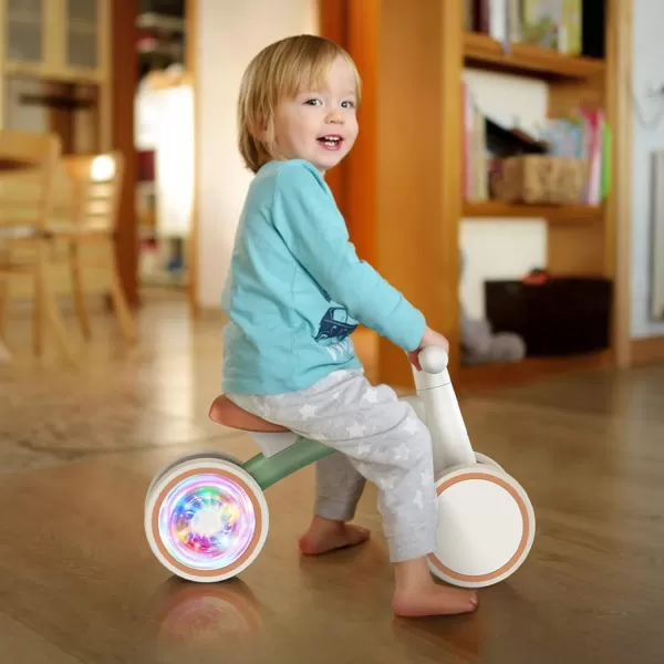 SEREED Colorful Lighting Baby Balance Bike, Toys for 1 Year Old Boys Girls, 12-24 Month Toddler Balance Bike with 4 Silence Wheels, First Birthday Gift 
