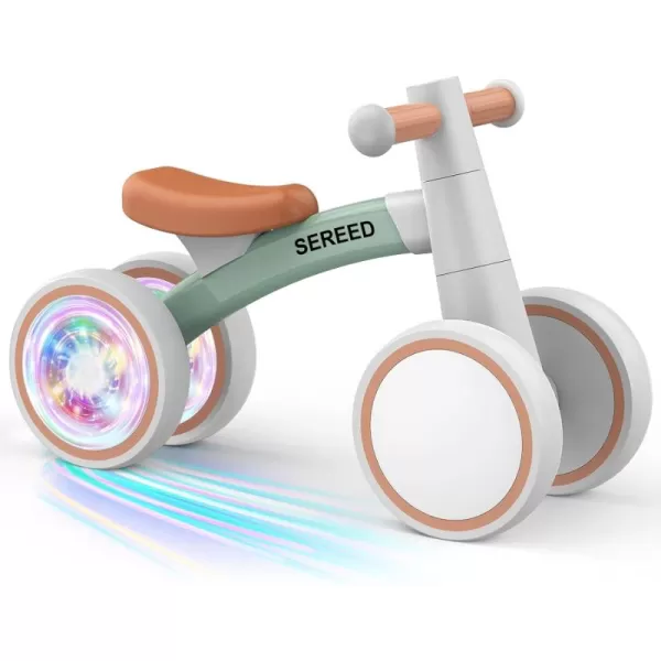 SEREED Colorful Lighting Baby Balance Bike, Toys for 1 Year Old Boys Girls, 12-24 Month Toddler Balance Bike with 4 Silence Wheels, First Birthday Gift