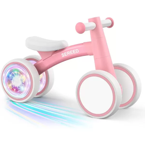 SEREED Colorful Lighting Baby Balance Bike, Toys for 1 Year Old Boys Girls, 12-24 Month Toddler Balance Bike with 4 Silence Wheels, First Birthday Gift 