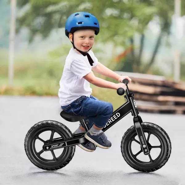 SEREED 12 Inch Toddler Balance Bike, No Pedal Bike for Kids 24 Months to 5 Years Old, Customize Plate , Tool-Free Adjustments, Gift for Boys Girls 2-5 