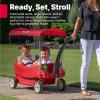imageStep2 All Around Canopy Wagon Kids Ride On Toy Stroller Substitute Includes Seat Belts Made of Durable Plastic Max Weight 75 lbs For Toddlers 155 Years OldRed