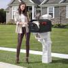 imageStep2 Atherton Mail Post Mailbox Not Included Weather Resistant Large Outdoor Mailbox Post Made of Durable Plastic Easy to Install Onyx BlackClassic White Mail Post and Onyx Black Xl Mailbox