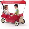 imageStep2 All Around Canopy Wagon Kids Ride On Toy Stroller Substitute Includes Seat Belts Made of Durable Plastic Max Weight 75 lbs For Toddlers 155 Years OldRed