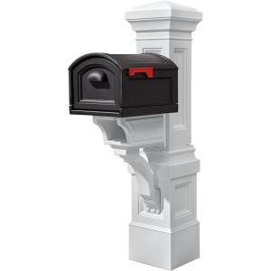 imageStep2 Atherton Grand Onyx Black XL Mailbox and Classic White Mailbox Post Kit  Elegantly Styled Mailbox with Post Cover Magnetic Closure ampamp Newspaper Chute  Ultra Durable Low MaintenanceClassic White Mail Post and Onyx Black Xl Mailbox