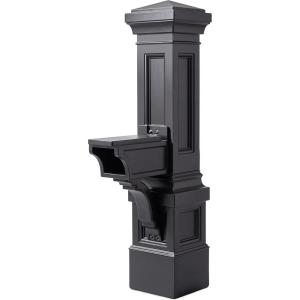 imageStep2 Atherton Grand Onyx Black XL Mailbox and Classic White Mailbox Post Kit  Elegantly Styled Mailbox with Post Cover Magnetic Closure ampamp Newspaper Chute  Ultra Durable Low MaintenanceOnyx Black