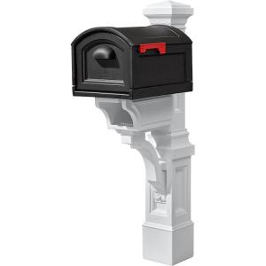 imageStep2 Atherton Mail Post Mailbox Not Included Weather Resistant Large Outdoor Mailbox Post Made of Durable Plastic Easy to Install Onyx BlackClassic White Mail Post and Onyx Black Xl Mailbox