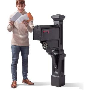 imageStep2 Atherton Mail Post Mailbox Not Included Weather Resistant Large Outdoor Mailbox Post Made of Durable Plastic Easy to Install Onyx BlackOnyx Black