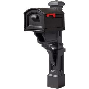 imageStep2 Atherton Mail Post Mailbox Not Included Weather Resistant Large Outdoor Mailbox Post Made of Durable Plastic Easy to Install Onyx BlackOnyx Black Mail Post and Onyx Black Xl Mailbox