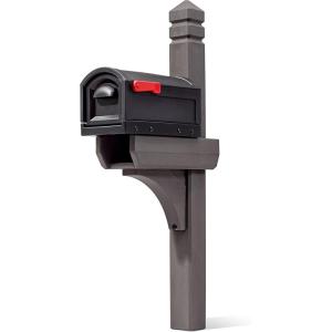 imageStep2 Lakewood Mailbox ampamp Post Weather Resistant Large Outdoor Mailboxes Made of Durable Plastic Easy to Install Flag Included BlackBrownPost  Mailbox