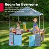 imageStep2 All Around Playtime Patio with Canopy Kids IndoorOutdoor Kitchen Playset ampamp Sensory Playhouse Made of Durable Plastic Includes 16 Piece Toy Accessories for Toddlers 2 Years Old BlueBlue