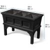 imageStep2 Atherton Raised Planter Box Large Planters for Outdoor Plants Gardening and Flower Pot for Patio or Porch Easy Drainage Durable Plastic Sage GrayOnyx Black