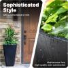 imageStep2 Bridgeview Tall Square Planter Large Planters for Outdoor Plants Gardening and Flower Pot for Patio or Porch Efficient Drainage Durable Plastic Dark Cedar 2PackOnyx Black