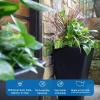 imageStep2 Bridgeview Tall Square Planter Large Planters for Outdoor Plants Gardening and Flower Pot for Patio or Porch Efficient Drainage Durable Plastic Dark Cedar 2PackOnyx Black