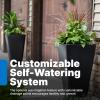 imageStep2 Bridgeview Tall Square Planter Large Planters for Outdoor Plants Gardening and Flower Pot for Patio or Porch Efficient Drainage Durable Plastic Dark Cedar 2PackOnyx Black