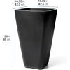 imageStep2 Bridgeview Tall Square Planter Large Planters for Outdoor Plants Gardening and Flower Pot for Patio or Porch Efficient Drainage Durable Plastic Dark Cedar 2PackOnyx Black