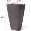 imageStep2 Bridgeview Tall Square Planter Large Planters for Outdoor Plants Gardening and Flower Pot for Patio or Porch Efficient Drainage Durable Plastic Dark Cedar 2PackDark Cedar