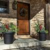imageStep2 Claremont Tall Round Planter Large Planters for Outdoor Plants Gardening and Flower Pot for Patio or Porch Efficient Drainage Durable Plastic Terracotta 2PackOnyx Black